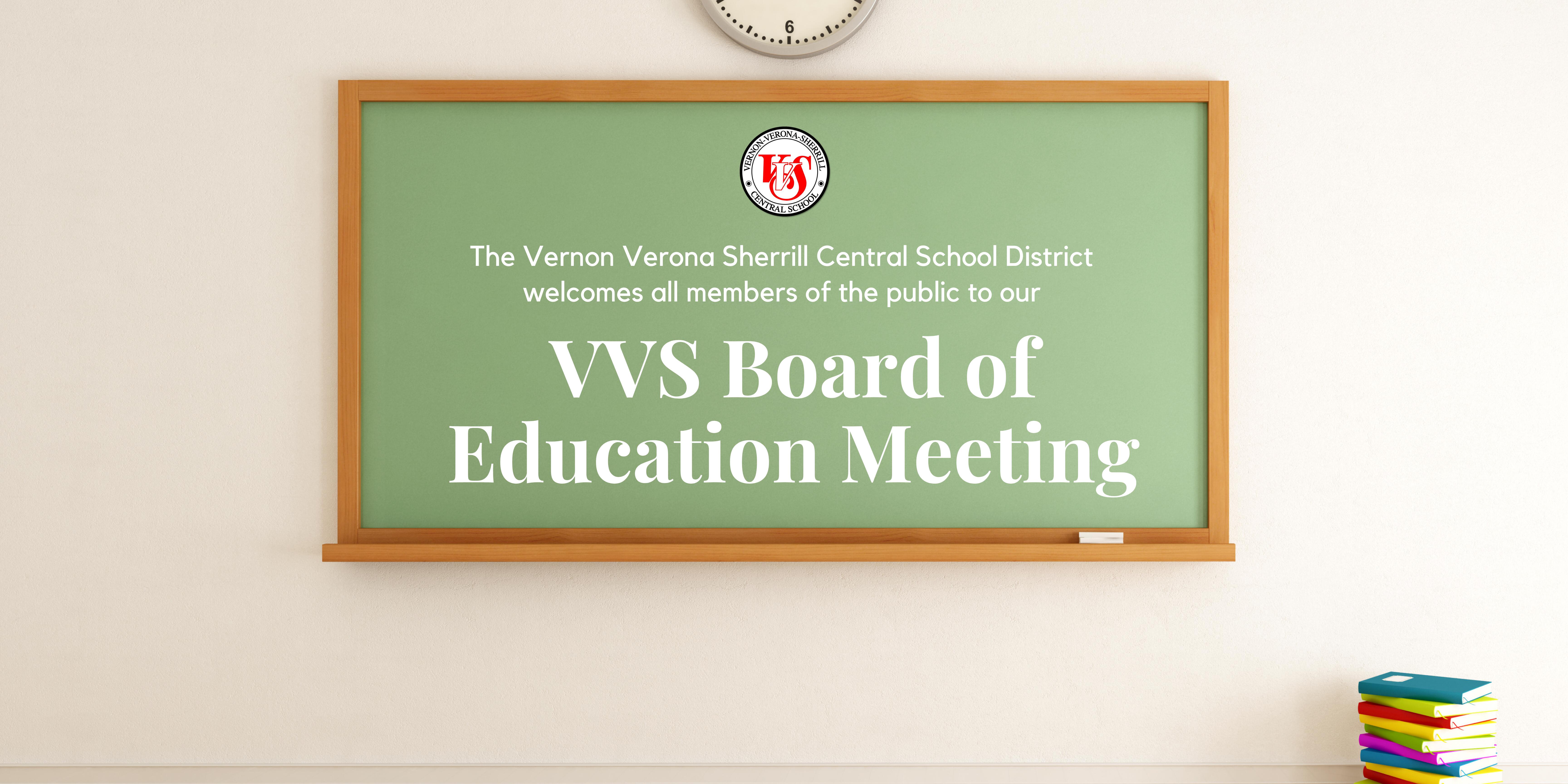 Board of Education meeting text on chalk board